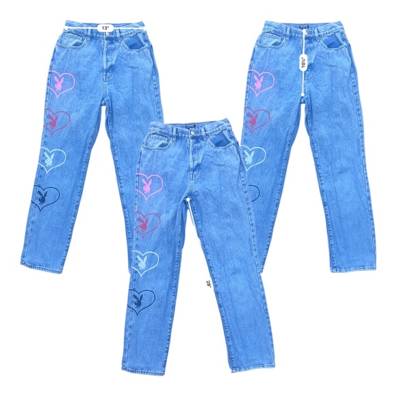Playboy Heart Bunny Light Wash Jeans - Picture 7 of 8